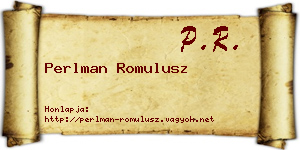 Perlman Romulusz névjegykártya